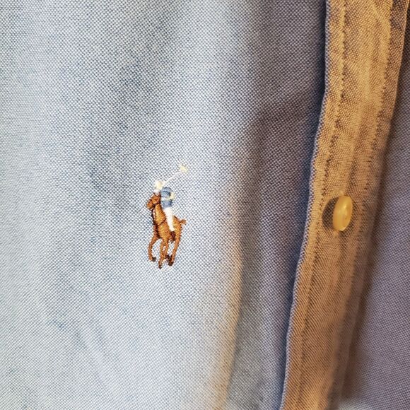 POLO RALPH LAUREN MULTI PONY CLASSIC FIT SHORT SLEEVE OXFORD SHIRT LIGHT BLUE M - Picture 4 of 9